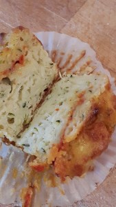 Cheesy courgette muffins with red pepper surprise
